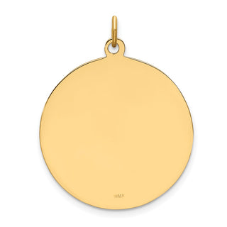 14K Yellow Gold Solid Polished/Satin Medium Round Disc St. Christopher Medal Pendant