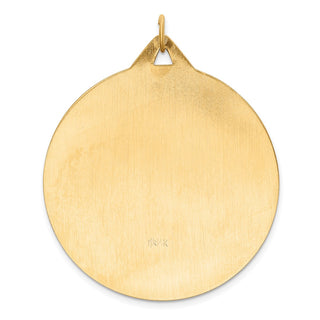 14k Yellow Gold Solid Extra Large Round St. Christopher Medal Pendant - 45 x 37mm, Polished, Satin & Engravable