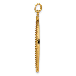 14k Yellow Gold Solid Beaded Edge St. Christopher Medal Pendant - 41.3 x 25mm, Polished, Satin & Engravable
