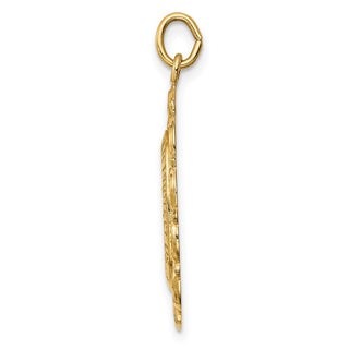 14K Yellow Gold Solid Polished/Satin Medium Fancy Pierced Oval St. Christopher Medal Pendant