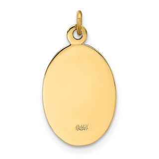 14K Yellow Gold Solid Polished/Satin Extra Small Oval St. Christopher Medal Pendant