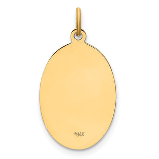 14K Yellow Gold Solid Polished/Satin Small Oval St. Christopher Medal Pendant