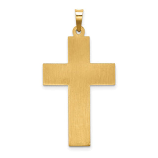 14K Yellow Gold Hollow Polished Basketweave Design Latin Cross Pendant