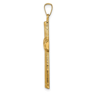 14K Yellow Gold Hollow Polished Center X Cross Pendant