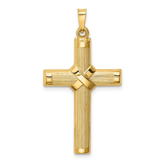 14K Yellow Gold Hollow Polished Center X Cross Pendant