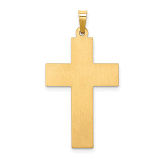 14K Yellow Gold Hollow Polished Rope Edge Latin Cross Pendant