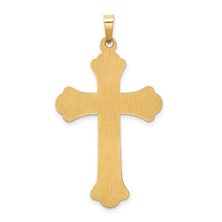 14K Yellow Gold Hollow Polished Woven Fleur de Lis Cross Pendant