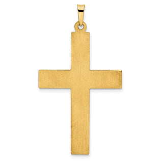 14K Yellow Gold Hollow Polished Stripe Design Latin Cross Pendant