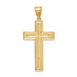 14k Yellow Gold Diamond-Cut Cross Pendant XR1825