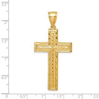 14k Yellow Gold Diamond-Cut Cross Pendant XR1825