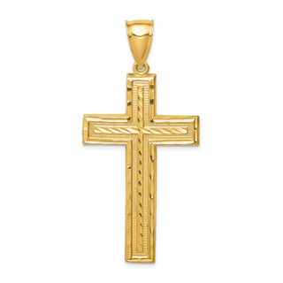14k Yellow Gold Diamond-Cut Cross Pendant XR1825