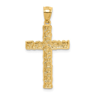 14k Yellow Gold Nugget Cross Pendant XR1833