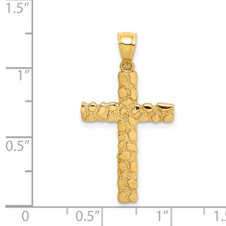 14k Yellow Gold Nugget Cross Pendant XR1833