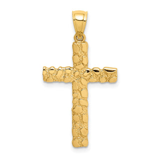 14k Yellow Gold Nugget Cross Pendant XR1833