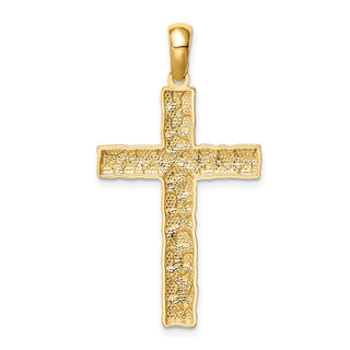 14k Yellow Gold Nugget Cross Pendant XR1834