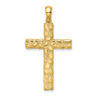 14k Yellow Gold Nugget Cross Pendant XR1834