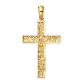 14k Yellow Gold Nugget Cross Pendant XR1835