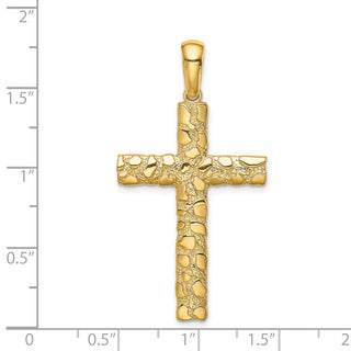 14k Yellow Gold Nugget Cross Pendant XR1835