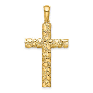14k Yellow Gold Nugget Cross Pendant XR1835