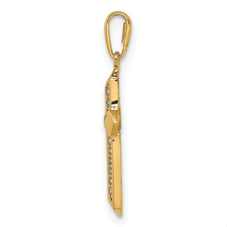14k Yellow Gold Cross Cubic Zirconia Pendant