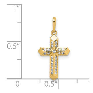 14k Yellow Gold Cross Cubic Zirconia Pendant