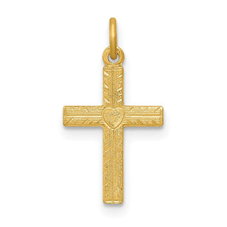 14K Yellow Gold Heart Cross Charm