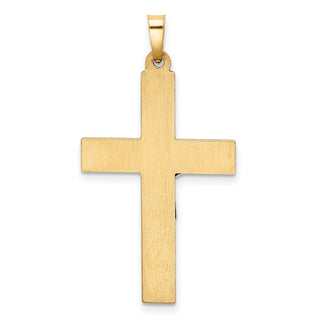 14k Two-tone Gold Hollow Polished Textured Latin Crucifix Pendant XR1850