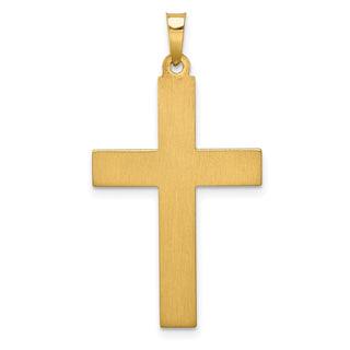14k Two-tone Gold Hollow Polished Textured & Striped Latin Crucifix Pendant