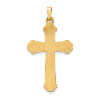 14k Two-tone Gold Hollow Polished Chevron Design Crucifix Pendant