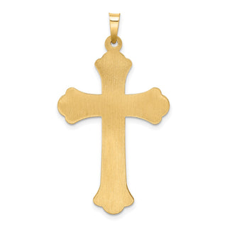 14k Two-tone Gold Hollow Polished Woven Fleur de Lis Crucifix Pendant