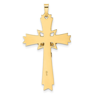 14k Two-tone Gold Polished Solid Fancy INRI Crucifix Pendant XR1861