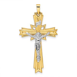 14k Two-tone Gold Polished Solid Fancy INRI Crucifix Pendant XR1861