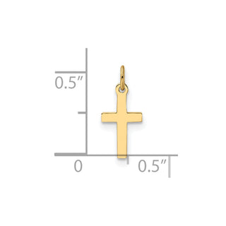 14k Yellow Gold Polished Solid Cross Charm