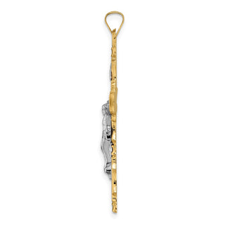 14k Two-tone Gold Solid INRI Crucifix Pendant XR1863