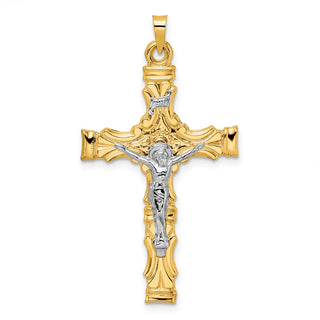 14k Two-tone Gold Solid INRI Crucifix Pendant XR1863