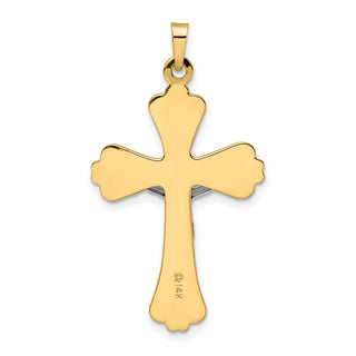 14k Two-tone Gold Polished Solid INRI Crucifix Cross Pendant XR1865
