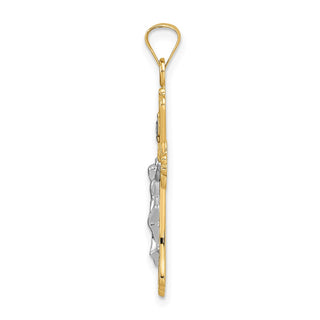 14k Two-tone Gold Polished Solid INRI Crucifix Pendant XR1867