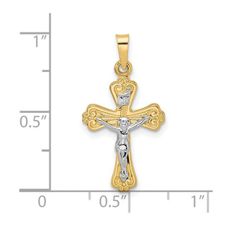 14k Two-tone Gold Polished Solid INRI Crucifix Pendant XR1869