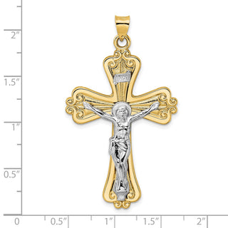 14k Two-tone Gold Polished Solid Fancy INRI Crucifix Pendant XR1871