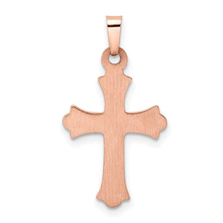 14k Rose and White Gold Polished Fleur de Lis INRI Hollow Crucifix Pendant XR1873