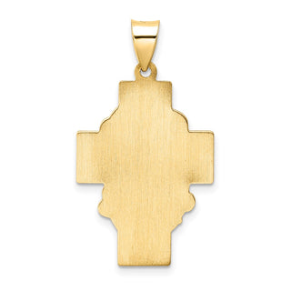 14k Yellow Gold Polished and Satin Hollow Jesus Face Cross Pendant