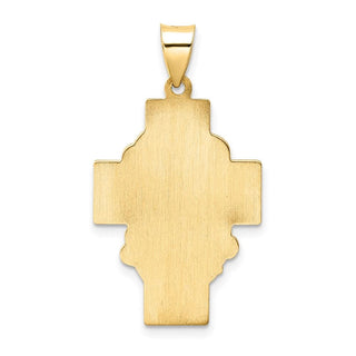 14k Yellow Gold Polished and Satin Hollow Jesus Face Cross Pendant