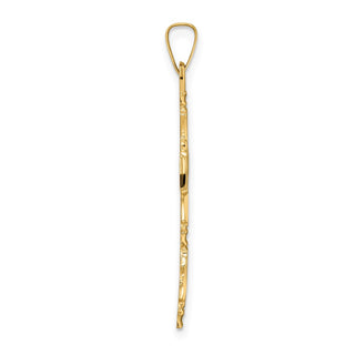 14k Yellow Gold Polished Solid Floral Center Cross Pendant XR1890