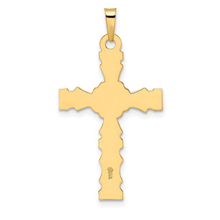 14k Yellow Gold Polished Solid Floral Center Cross Pendant XR1890