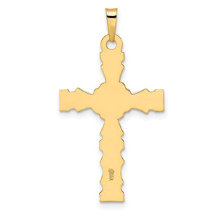 14k Yellow Gold Polished Solid Floral Center Cross Pendant XR1890