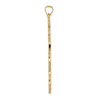 14k Yellow Gold Polished Solid Fancy Design Cross Pendant XR1892