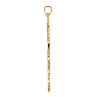 14k Yellow Gold Polished Solid Fancy Design Cross Pendant XR1892