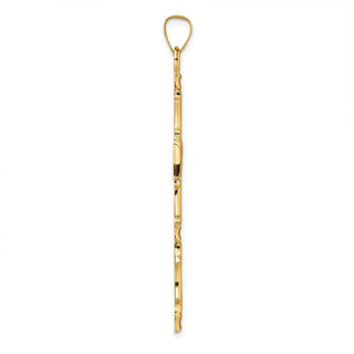14k Yellow Gold Polished Solid Fancy Design Cross Pendant XR1894