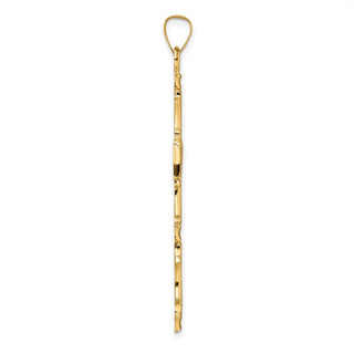 14k Yellow Gold Polished Solid Fancy Design Cross Pendant XR1894