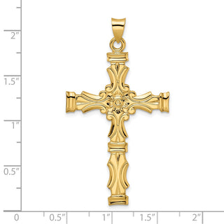 14k Yellow Gold Polished Solid Fancy Design Cross Pendant XR1894